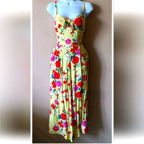 Yumi Kim Pants - Yumi Kim Yellow Floral Wide Leg Jumpsuit $218 Retail Size M